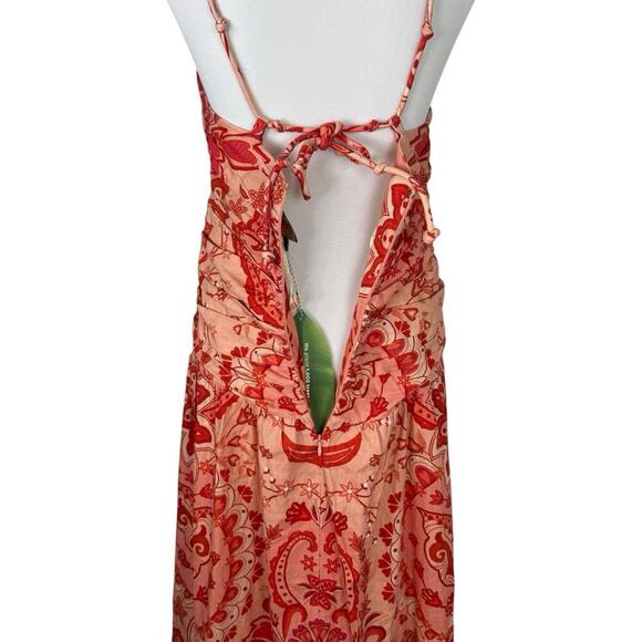 Farm Rio Red Jaipur Crossover Linen Blend Maxi Sundress Women’s Size Small NEW - Picture 9 of 16
